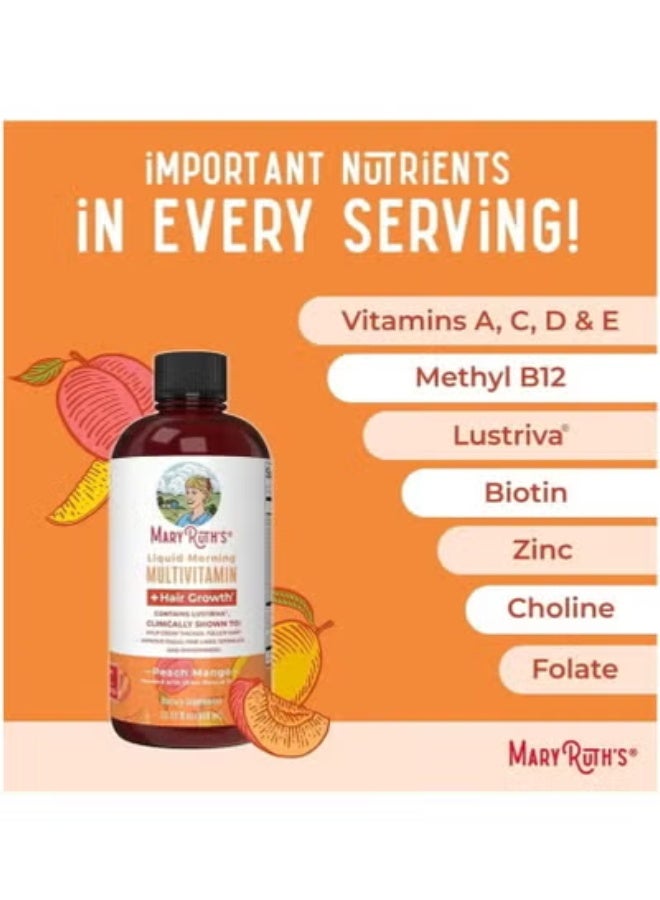 MaryRuth's MaryRuth Organics Liquid Multivitamin Lustriva® Hair Growth for Women| Biotin 10000mcg | Vitamin D, B |Clinically Tested for Thicker Hair, Wrinkles, Fine Lines, Skin Care| Ages 18 | 15.22 Fl Oz, No Box - Image 4